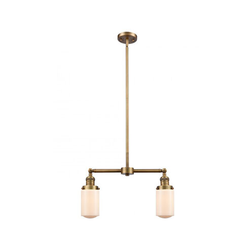 Franklin Restoration Dover 2 Light 21 inch Brushed Brass Island Light Ceiling Light in Matte White Glass, Franklin Restoration