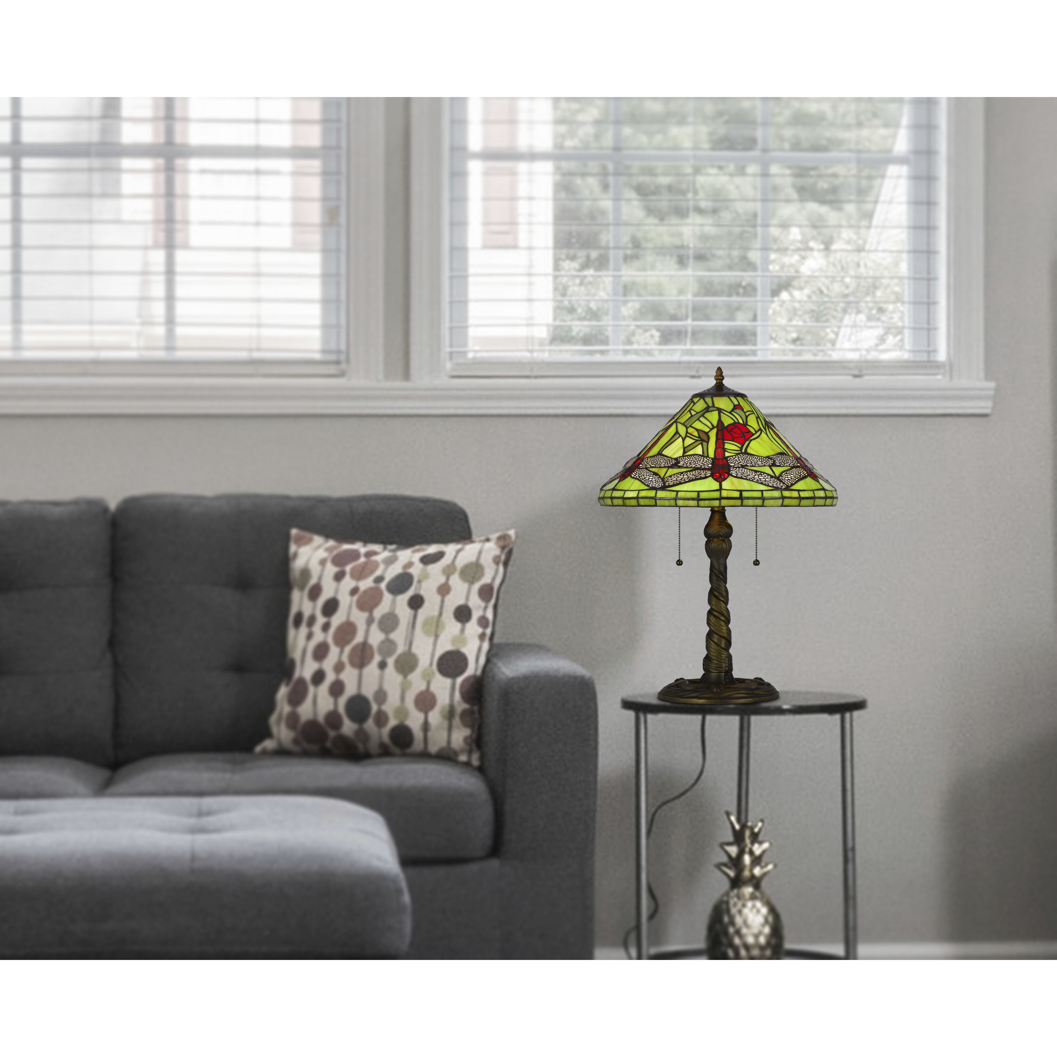 3109 Tiffany 24 inch 60.00 watt Antique Brass Table Lamp Portable Light