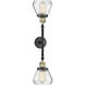 Franklin Restoration Fulton 2 Light 17 inch Black Antique Brass Bath Vanity Light Wall Light in Clear Glass, Franklin Restoration