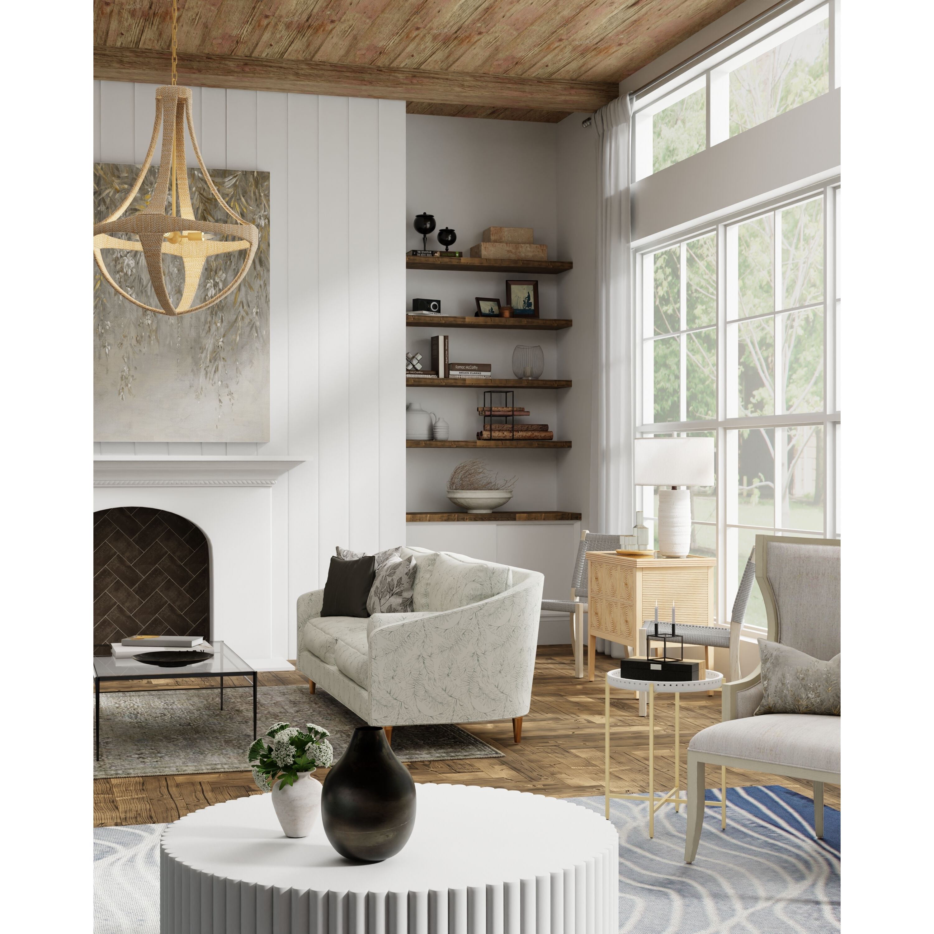 Ibiza 4 Light 28 inch Natural/Dark Contemporary Gold Leaf Chandelier Ceiling Light