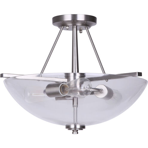 Madison 3 Light 13 inch Brushed Nickel Semi-Flush Mount Ceiling Light