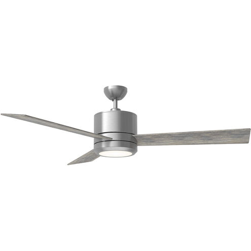 Vision 56 56 inch Brushed Steel with Light Grey Weathered Oak Blades Ceiling Fan