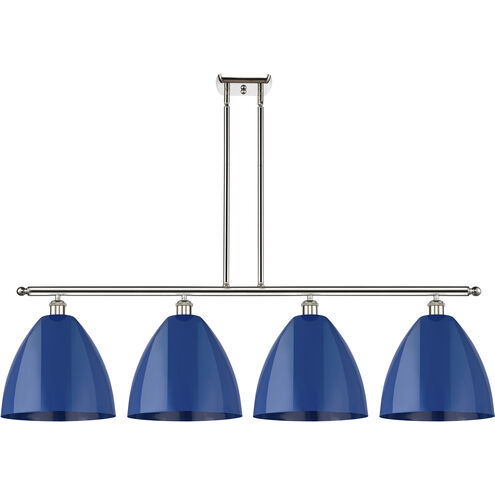 Ballston Plymouth Dome 4 Light 50 inch Polished Nickel Island Light Ceiling Light in Matte Blue