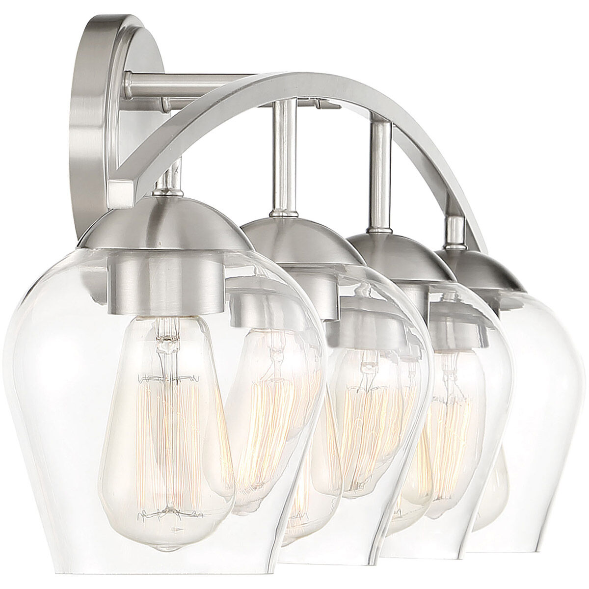 Transitional 4 Light 32.75 inch Brushed Nickel Bathroom Vanity Light Wall Light