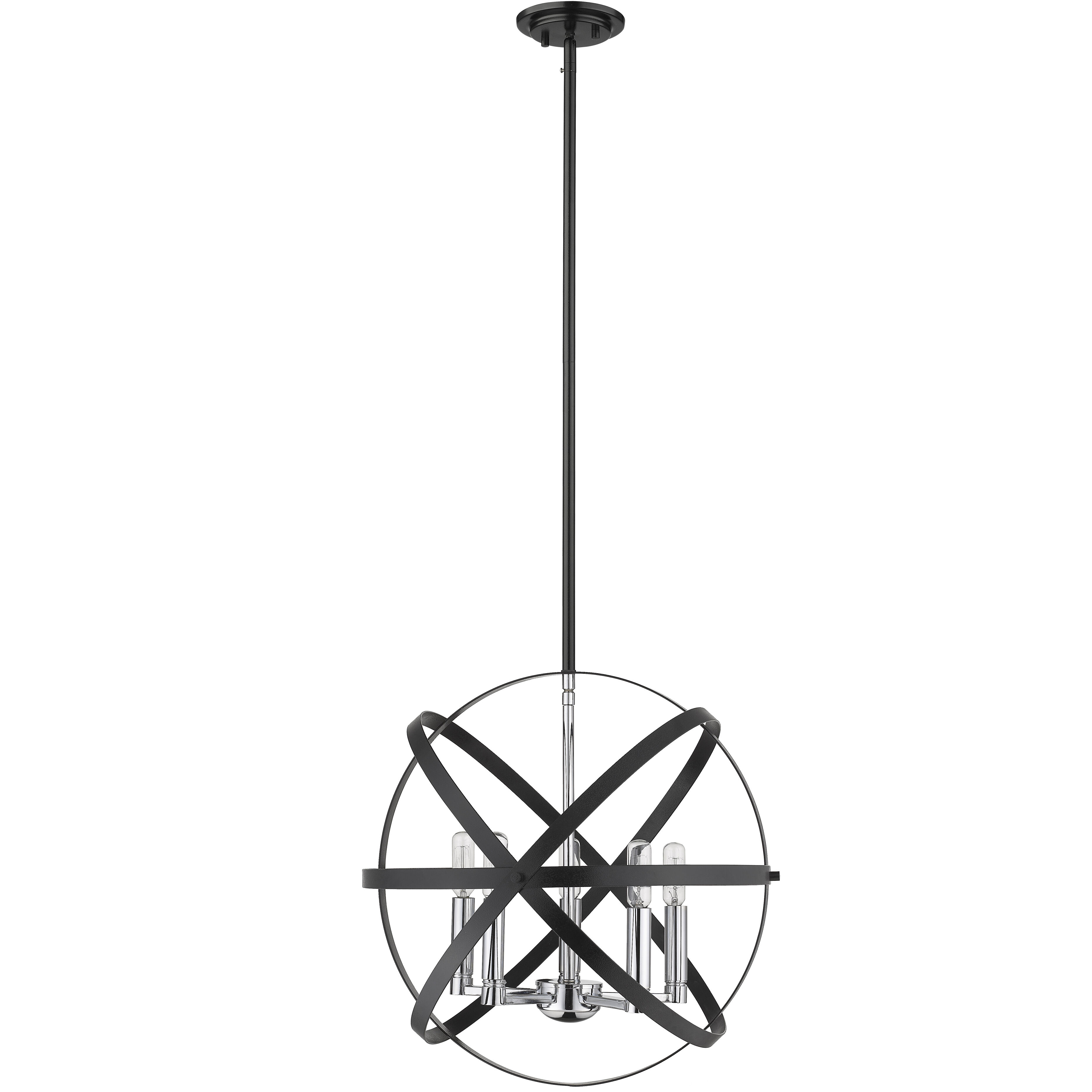 Cavallo 5 Light 18 inch Hammered Black and Chrome Pendant Ceiling Light