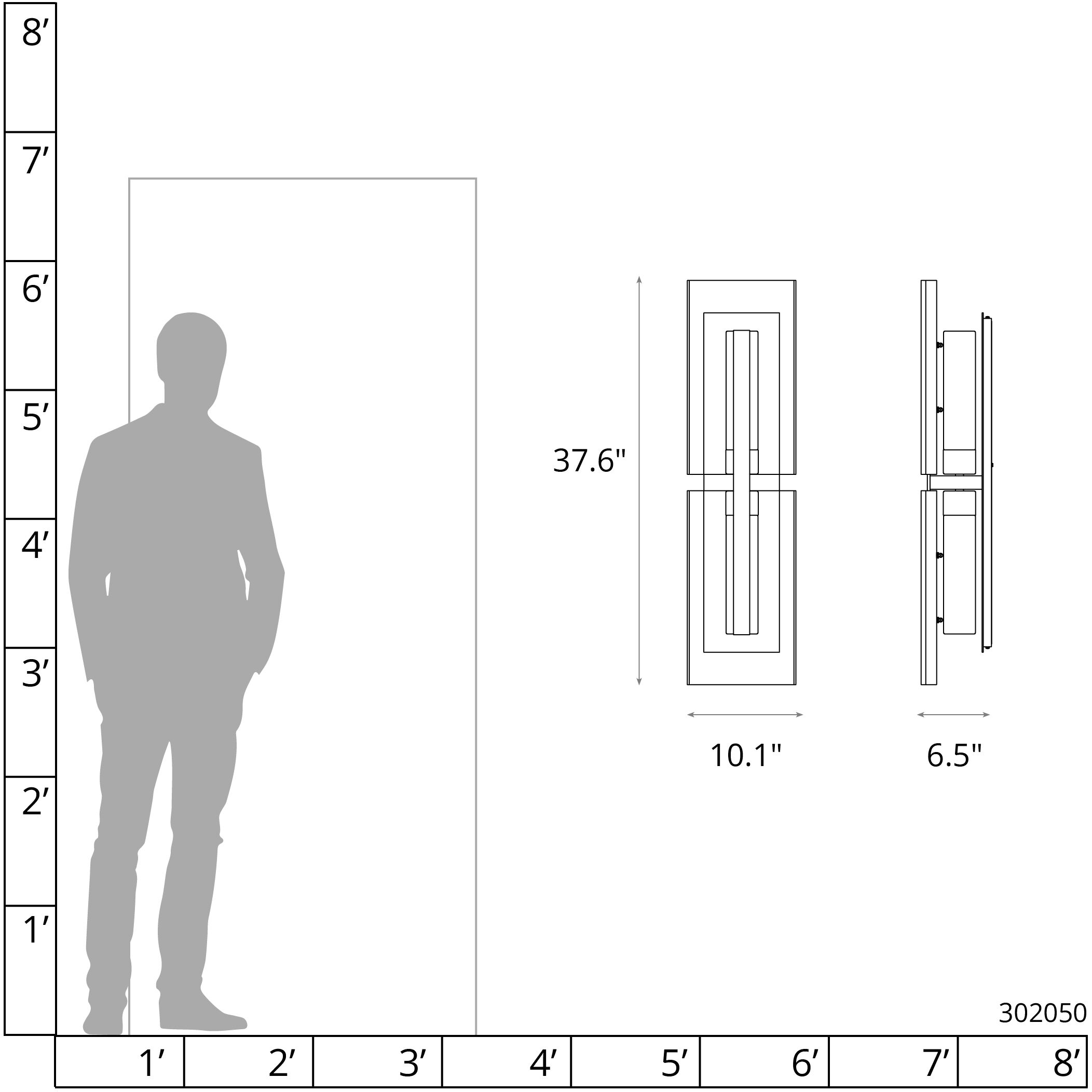 Arc 2 Light 37.6 inch Coastal Black Outdoor Wall Sconce