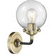 Nouveau Beacon 1 Light 6 inch Black Antique Brass Sconce Wall Light in Clear Glass, Nouveau