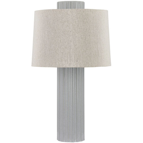 Manchester 28 inch 15 watt Aged Brass and Ceramic Shell Grey Table Lamp Portable Light