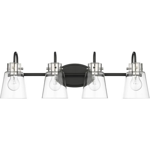 Bristow 4 Light 29 inch Matte Black and Polished Nickel Vanity Light Wall Light