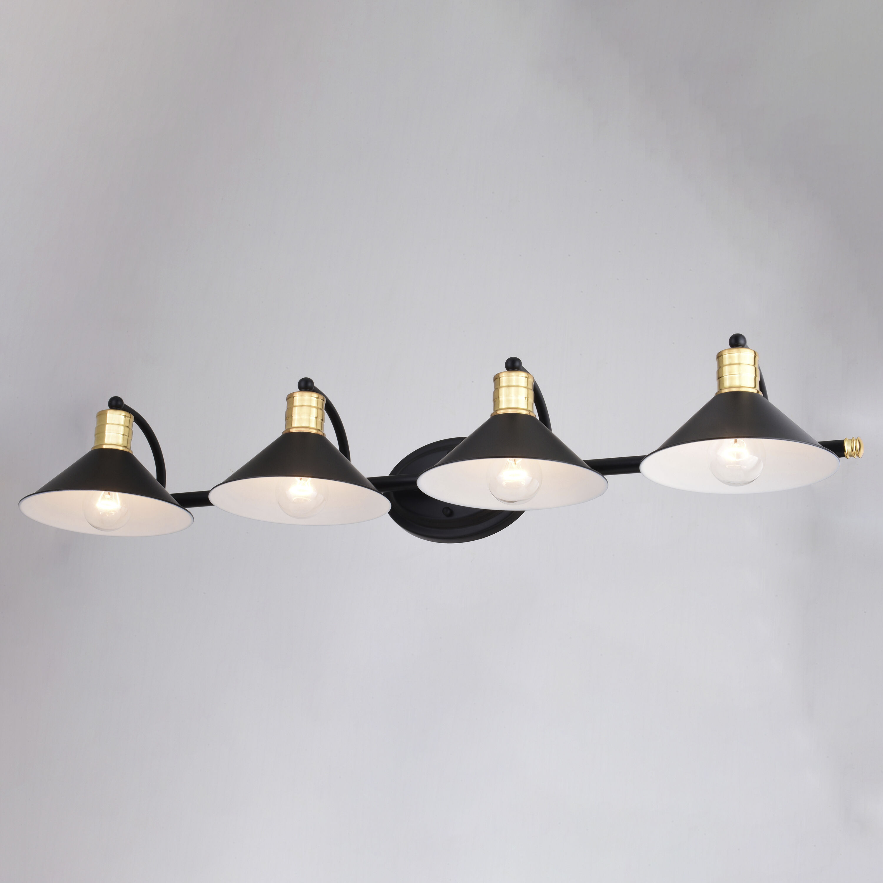 Akron LED 38 inch Matte Black and Natural Brass Bathroom Light Wall Light in 4