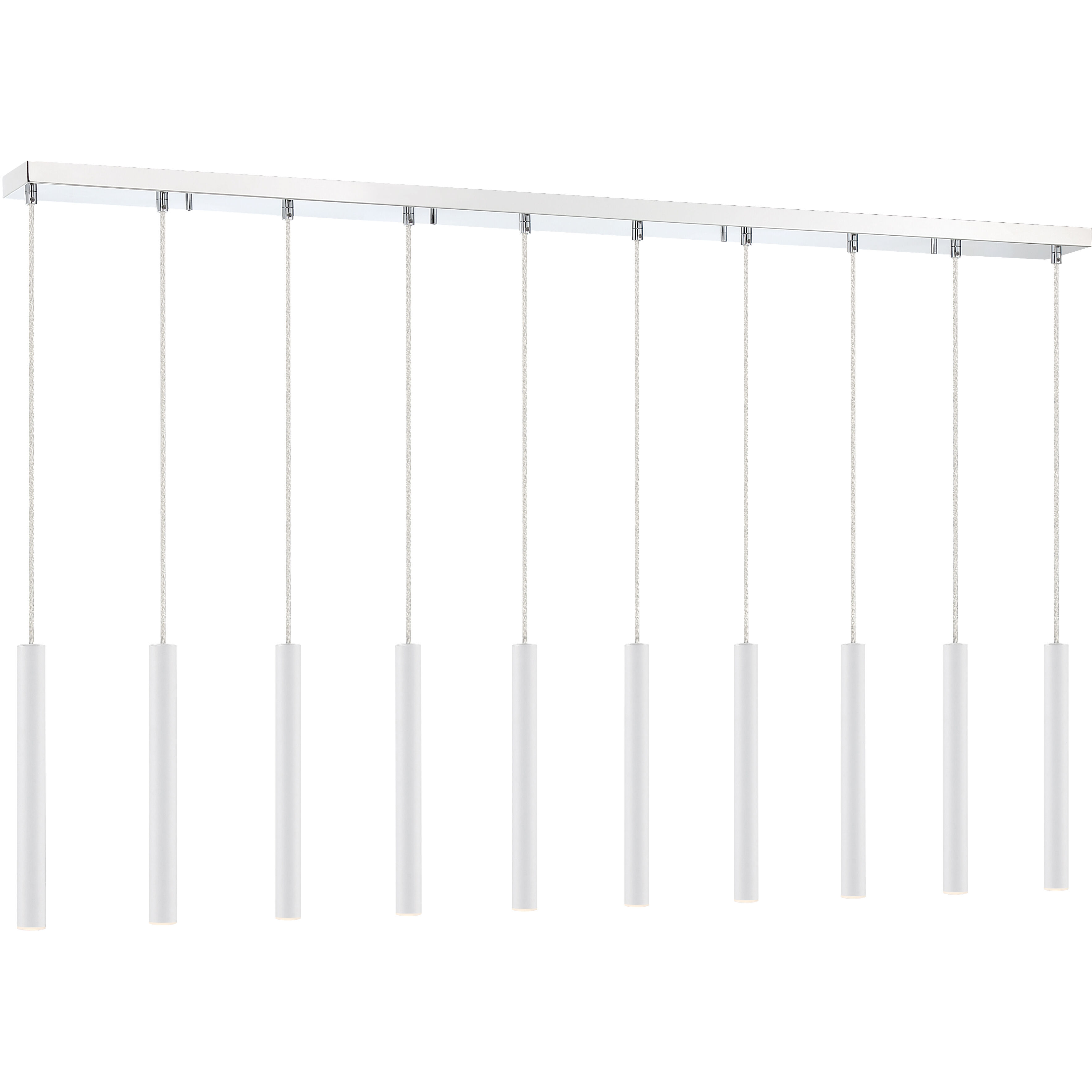Forest LED 56.5 inch Chrome Linear Chandelier Ceiling Light in 10, 27, Matte White Steel