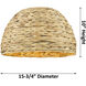 Woven Rattan 1 Light 15.75 inch Satin Nickel Semi-Flush Mount Ceiling Light