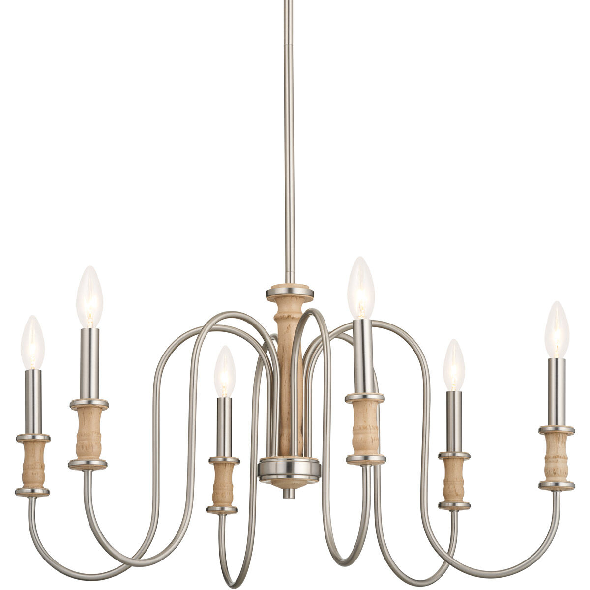 Homestead Karthe 6 Light 29 inch Brushed Nickel Chandelier Ceiling Light, Karthe