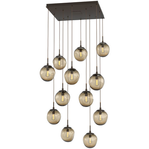 Aster Incandescent 12 Light Flat Bronze Chandelier Ceiling Light, Square Multi-Port