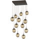 Aster Incandescent 12 Light Flat Bronze Chandelier Ceiling Light, Square Multi-Port
