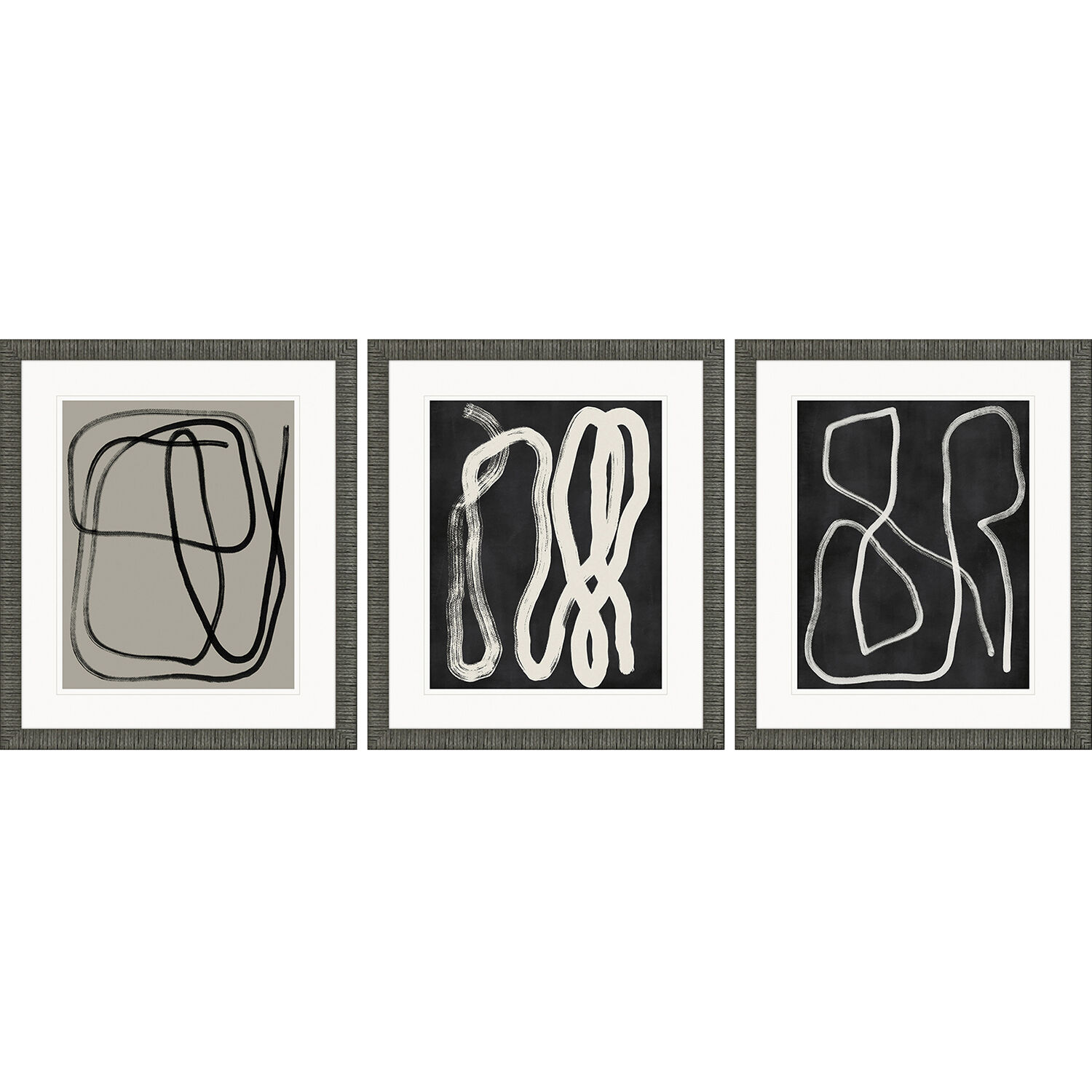 Naive Lines Black and Beige and Neutral and White Framed Art