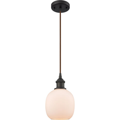 Ballston Belfast LED 6 inch Oil Rubbed Bronze Mini Pendant Ceiling Light in Matte White Glass, Ballston