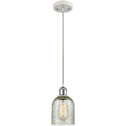 Ballston Caledonia LED 5 inch White and Polished Chrome Mini Pendant Ceiling Light in Mica Glass, Ballston
