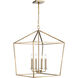 Emma 4 Light 20 inch Burnished Brass Pendant Ceiling Light