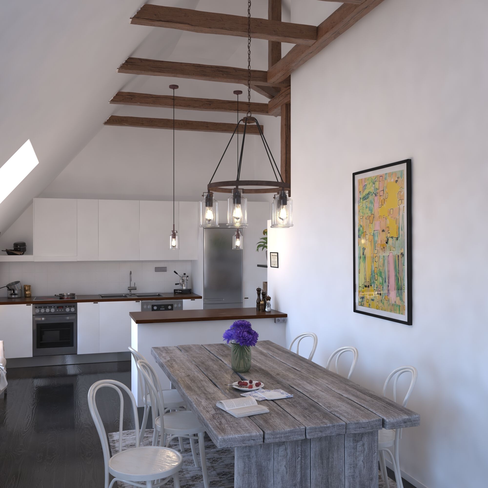 Milone LED 26 inch Textured Rustic Bronze Chandelier Ceiling Light