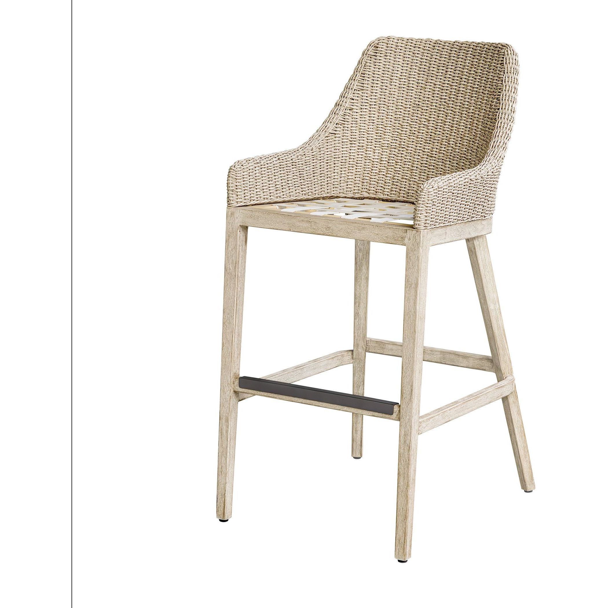 Paloma 44.7 inch Oatmeal and Cerused Wheat with Oyster White Outdoor Bar Stool
