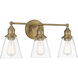 Barwell 3 Light 24 inch Oxidized Aged Brass Bath Vanity Light Wall Light