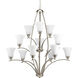 Mackinley 12 Light 38 inch Brushed Nickel Chandelier Ceiling Light in Etched