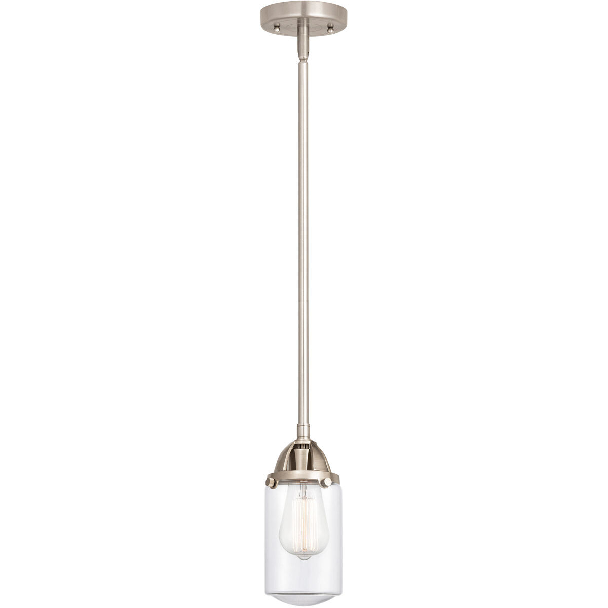 Nouveau 2 Dover LED 5 inch Brushed Satin Nickel Mini Pendant Ceiling Light in Clear Glass
