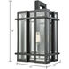 Glass Tower 1 Light 18 inch Matte Black Outdoor Wall Sconce