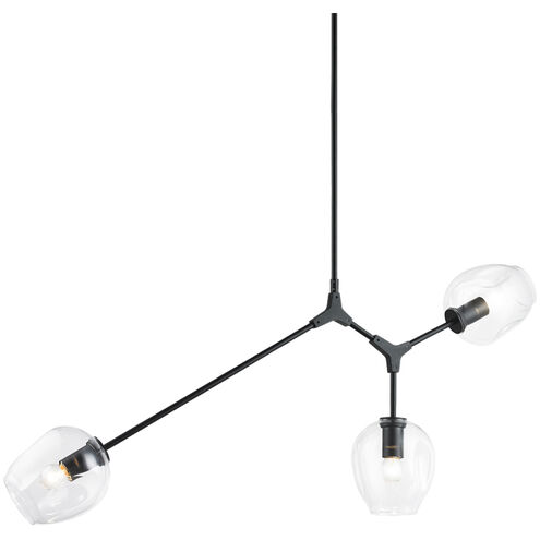 Cherry Blossoms 3 Light 6 inch Black Chandelier Ceiling Light