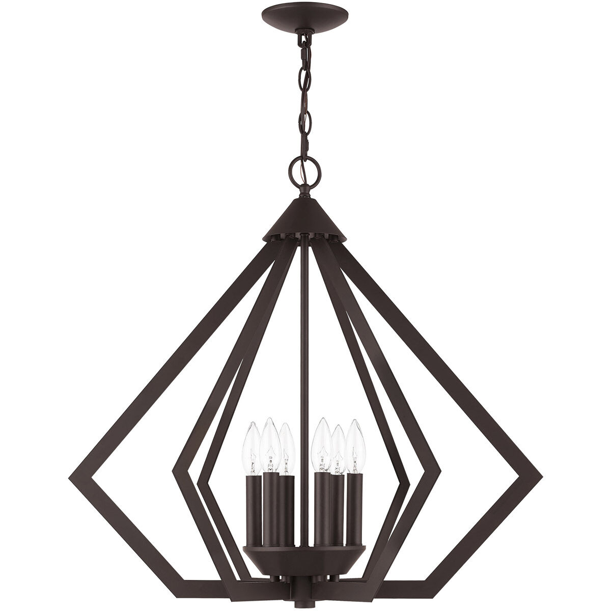 Prism 6 Light 26 inch Bronze Chandelier Ceiling Light