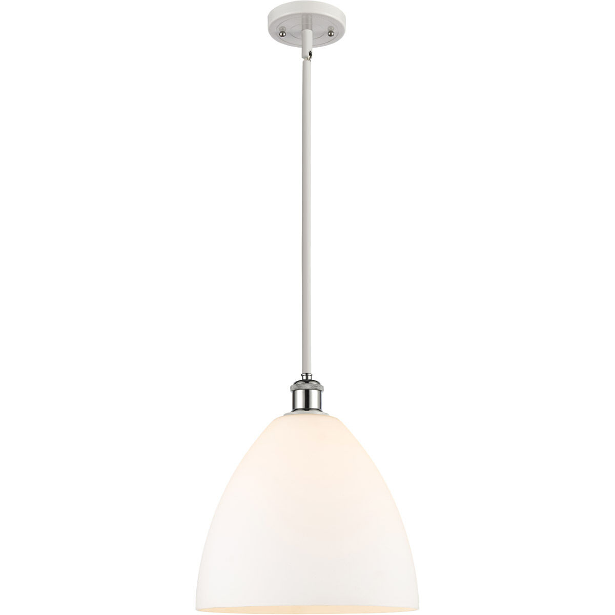 Ballston Dome LED 12 inch White and Polished Chrome Mini Pendant Ceiling Light in Matte White Glass