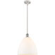 Ballston Dome LED 12 inch White and Polished Chrome Mini Pendant Ceiling Light in Matte White Glass