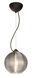 Kristall 1 Light Bronze Pendant Ceiling Light in Smoke Spirit Glass, Incandescent