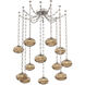 Coppa 12 Light 17 inch Beige Silver Swag Multi-Pendant Ceiling Light in Optic Rib Bronze, Diamond Chain