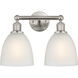 Edison Castile 2 Light 15 inch Brushed Satin Nickel Bath Vanity Light Wall Light in White