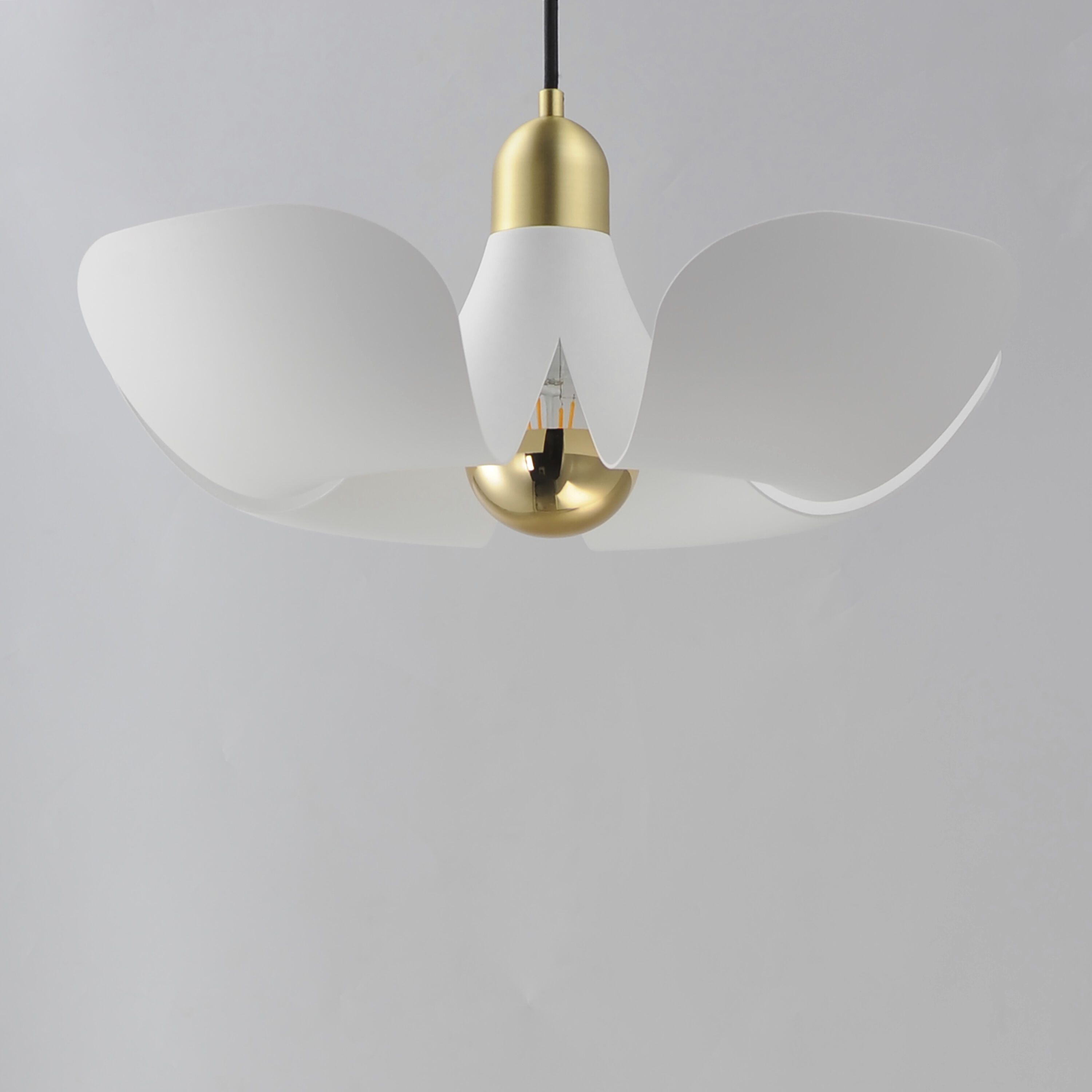 Poppy LED 17.75 inch White with Satin Brass Single Pendant Ceiling Light in White and Satin Brass