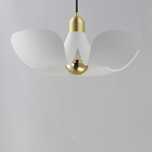 Poppy LED 17.75 inch White with Satin Brass Single Pendant Ceiling Light in White and Satin Brass