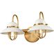 Peggy's Cove 2 Light 16 inch Matte White and Venetian Brass Bath Vanity Wall Light