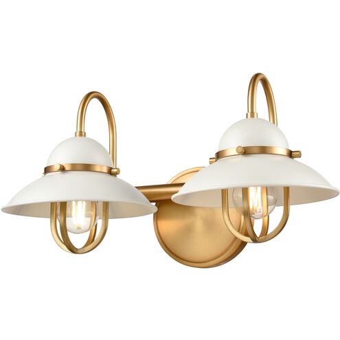 Peggy's Cove 2 Light 16 inch Matte White and Venetian Brass Bath Vanity Wall Light