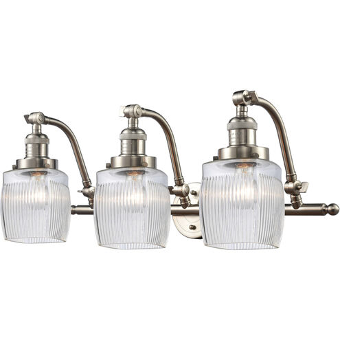 Franklin Restoration Colton 3 Light 27 inch Brushed Satin Nickel Bath Vanity Light Wall Light, Franklin Restoration