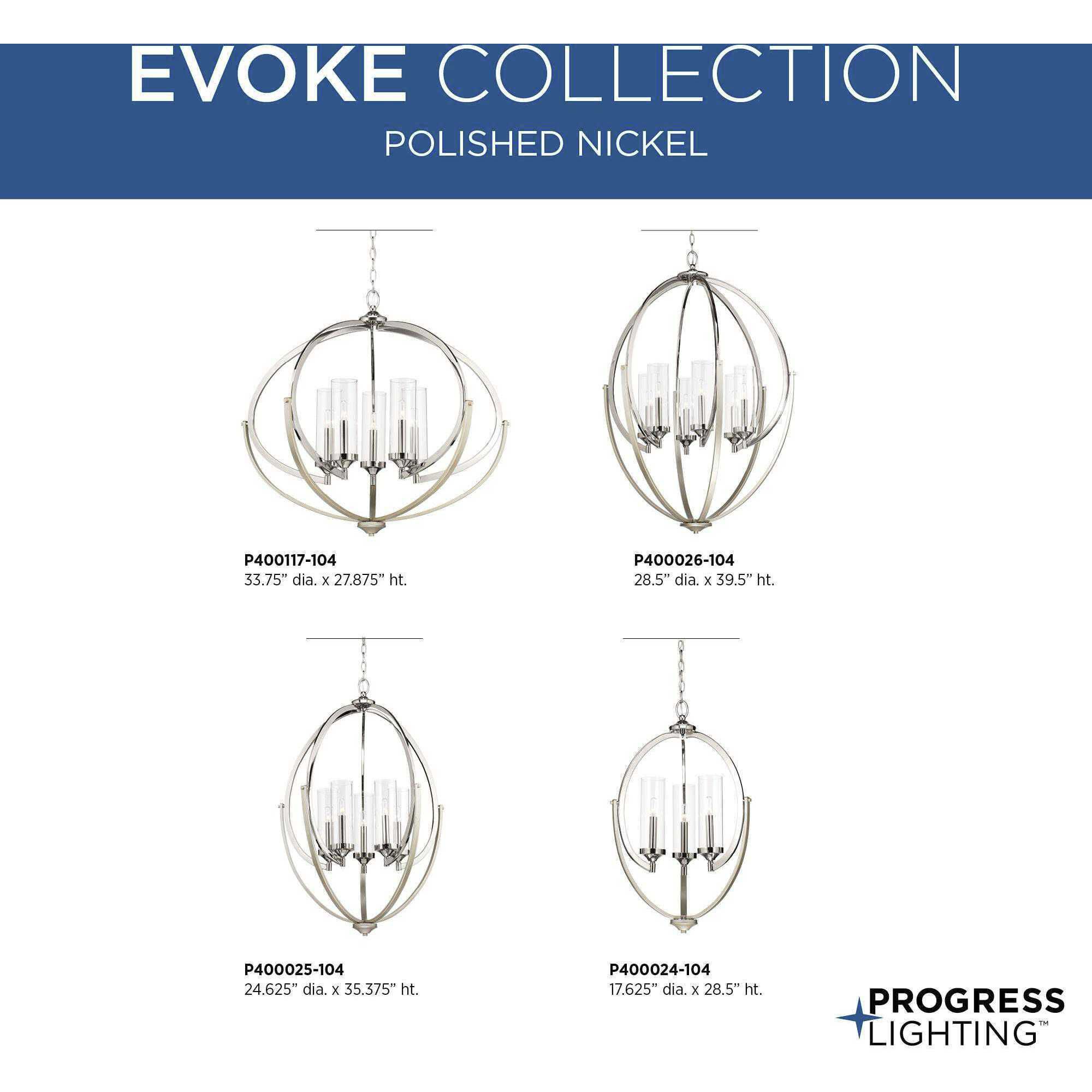 Evoke 5 Light 34 inch Polished Nickel Chandelier Ceiling Light, Design Series