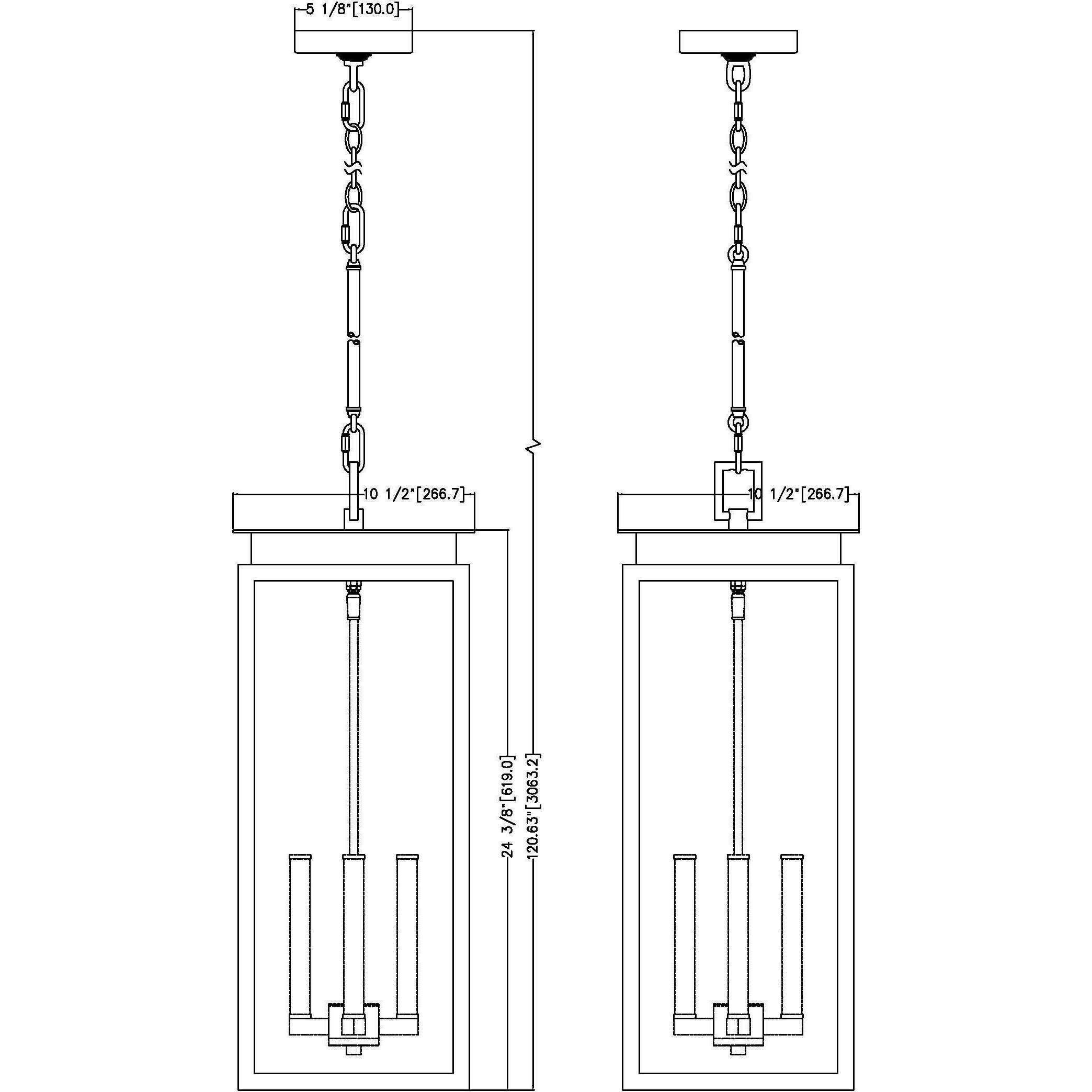 Nova 4 Light 10.5 inch Black Outdoor Chain Mount Ceiling Fixture in Clear Glass