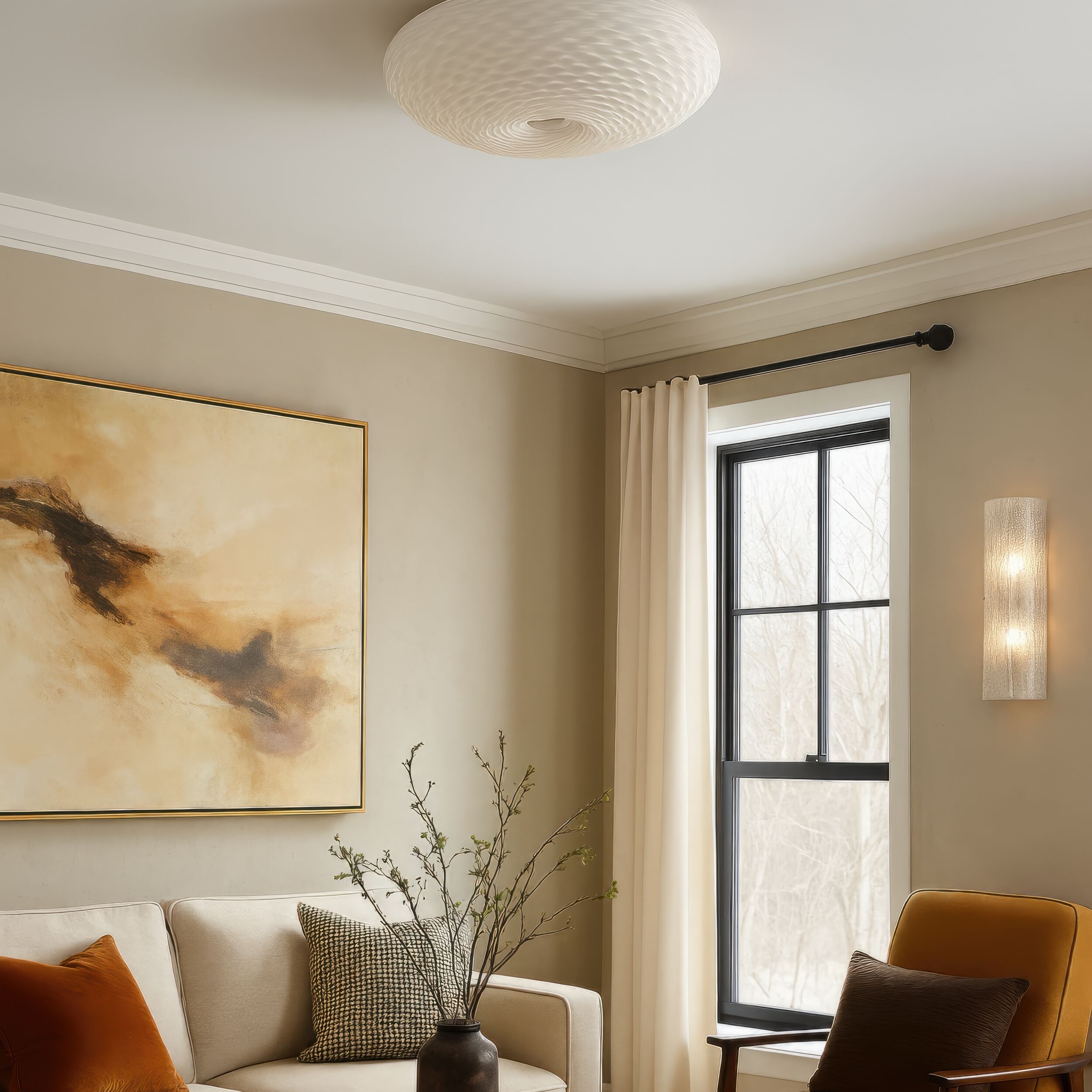 Swirled 2 Light 15.5 inch Chrome Flush Mount Ceiling Light