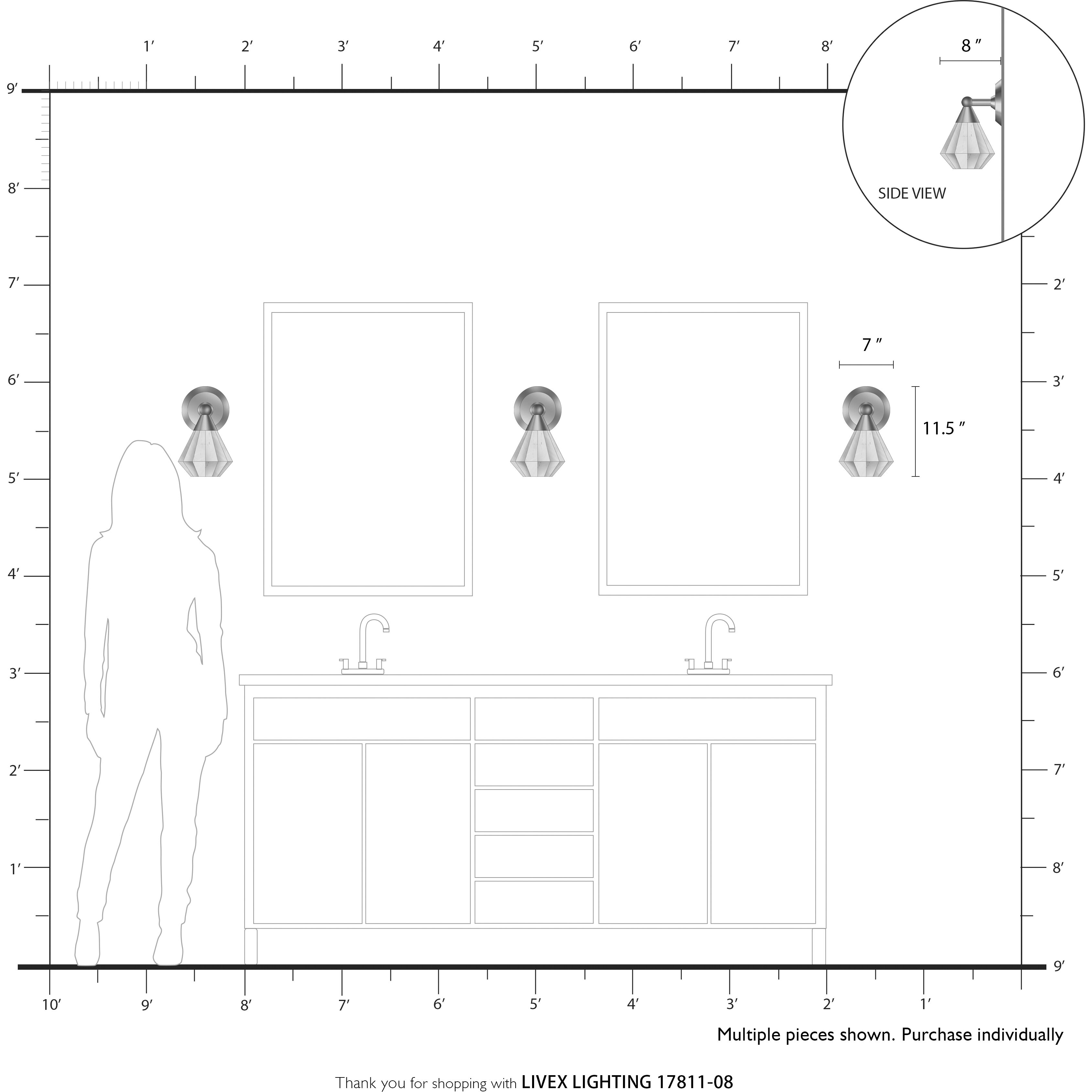 Brussels 1 Light 7 inch Natural Brass Crystal Single Sconce Wall Light