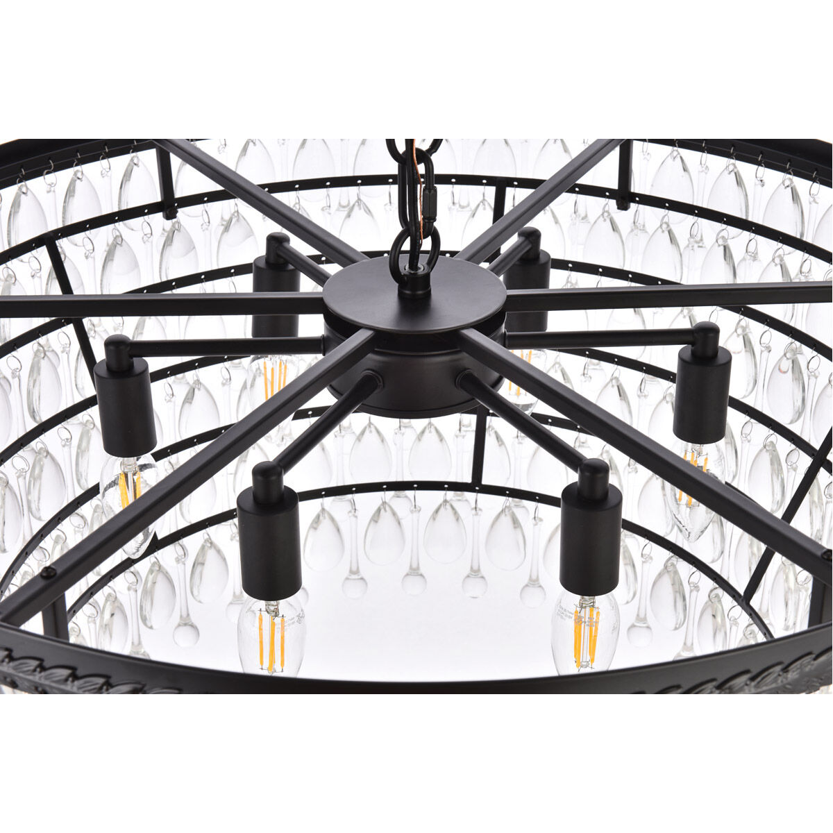 Elegant Lighting 1219D28BK/RC Nordic 6 Light 28 inch Black