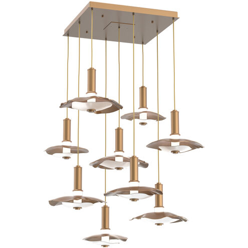 Cumulus LED 37 inch Novel Brass with White Metal Multi-Pendant Ceiling Light
