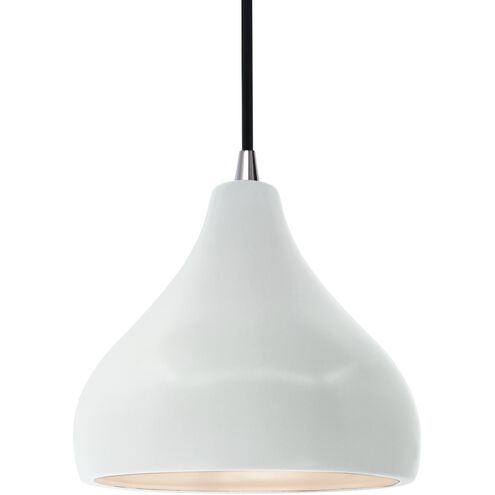 Radiance 1 Light 8 inch Gloss White and Brushed Nickel Pendant Ceiling Light