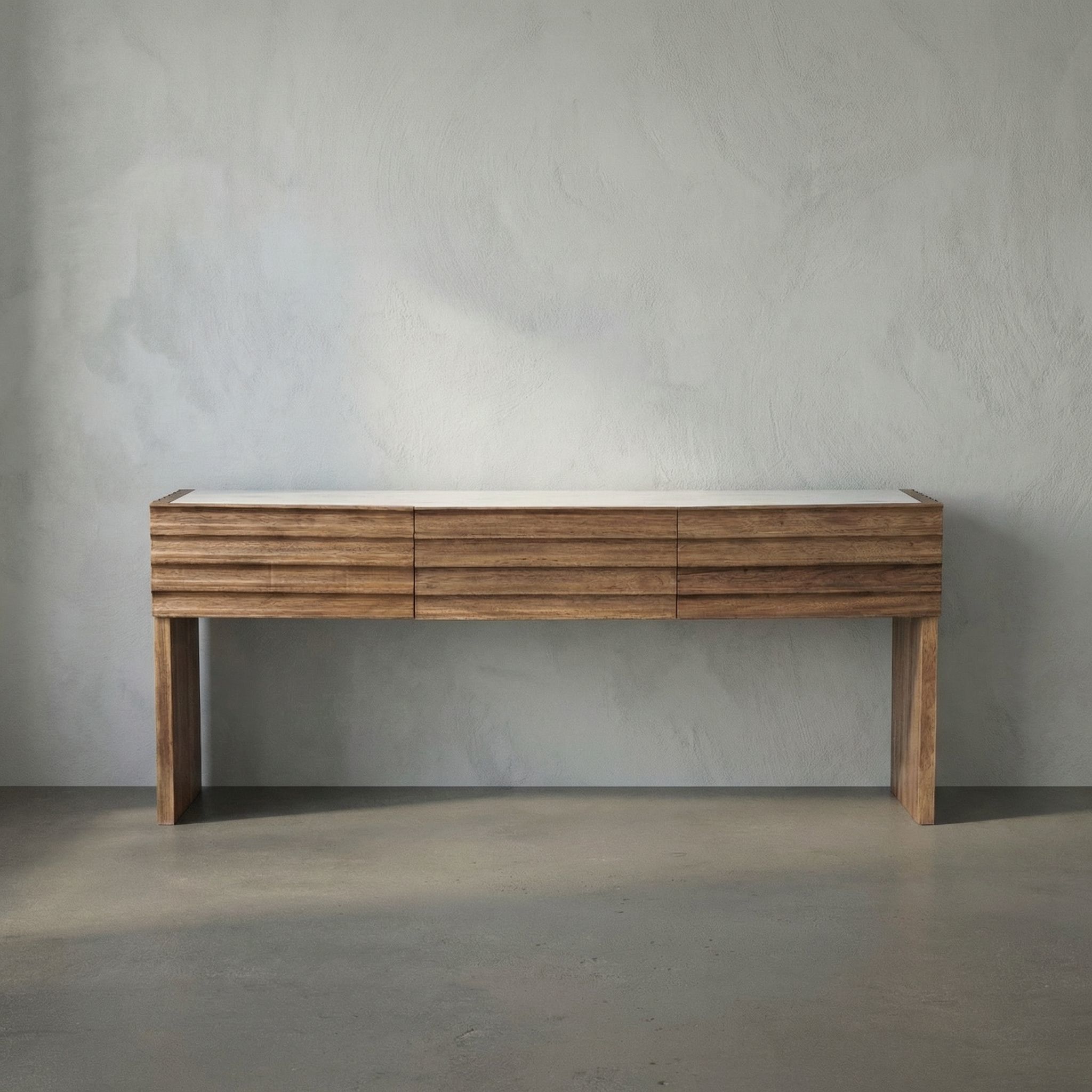Wolf 72 X 19 inch Dark Walnut and White Stone Console