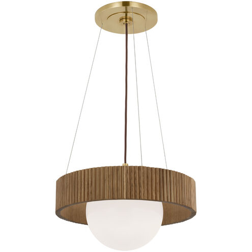 Windsor Smith Arena LED 18.5 inch Hand-Rubbed Antique Brass and Natural Oak Ring and Globe Chandelier Ceiling Light